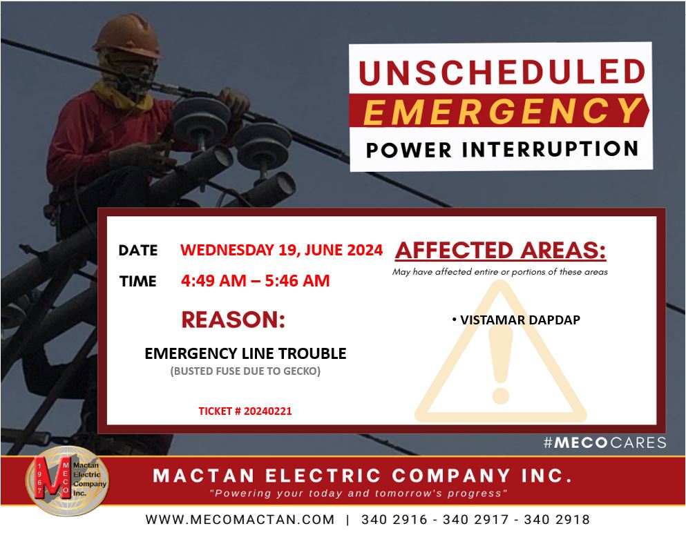 JUNE 19, 2024 OUTAGE NOTICES Mactan Electric Company Inc.